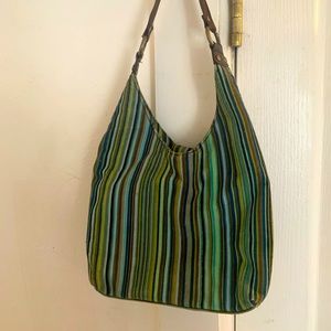 2000s green stripe shoulder bag